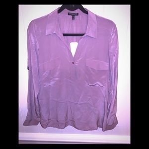 NWT- Eileen Fisher Mauve Silk Button Down Blouse